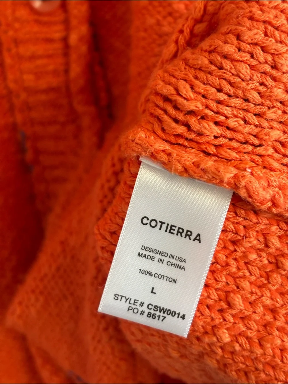 Cotierra Orange‎ Cotton Cardigan Size L